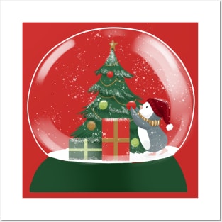 Penguin Tree Snowglobe Posters and Art